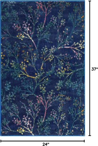 Miniatura 2 de Unique Loom Blossom Collection - Alfombra de área Yoshino (2' x 3' 1", rectangular, azul/verde)