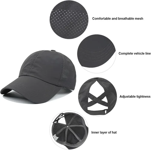 Miniatura 5 de HGGE Gorra de béisbol para mujer, con diseño de cola de caballo cruzada, ajustable, de secado rápido