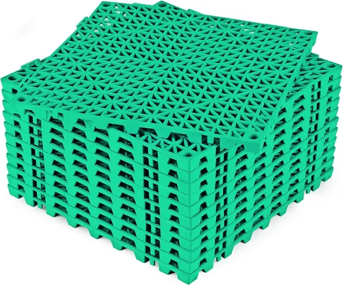 Miniatura 24 de ToLanbbt Cojín modular entrelazado 8P de 11.8 x 11.8 pulgadas, agujeros de drenaje de goma entrelazados antideslizantes para cubierta, ducha