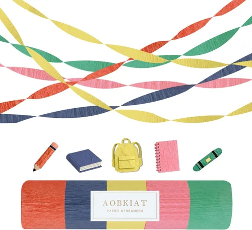 Miniatura 10 de AOBKIAT Decoraciones para fiesta de boda, 5 rollos de serpentinas de papel crepé color verde oliva y caqui para boda boho verde, cumpleaños