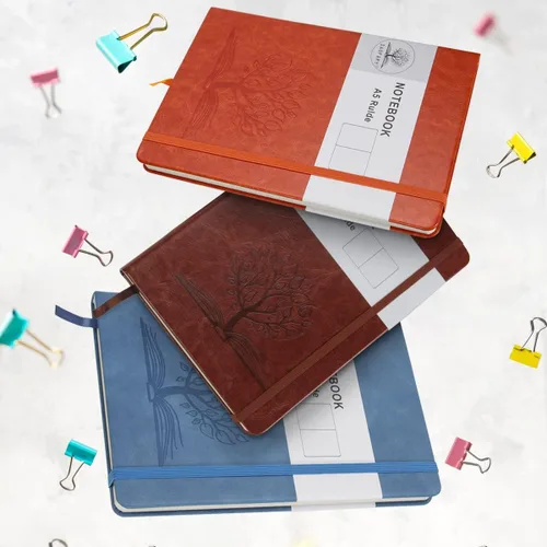 Miniatura 7 de Daofary Cuaderno A5 con rayas de cuero, 160 páginas, diario de 100gsm de papel grueso, tapa dura, con bolsillo, para trabajo, hombres y mujeres, 8.4