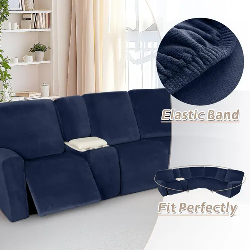Miniatura 622 de Arfntevss Fundas de sofá seccional reclinable de terciopelo, Funda de sofá seccional de esquina para sofá reclinable, Funda elástica suave