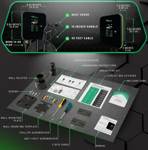 Miniatura 5 de MACH 2: Cargador EV Nivel 2 Rápido 48 amperios Montado en Pared para Garaje Profesional. Estación de Carga para Vehículos Eléctricos con 4 Salidas
