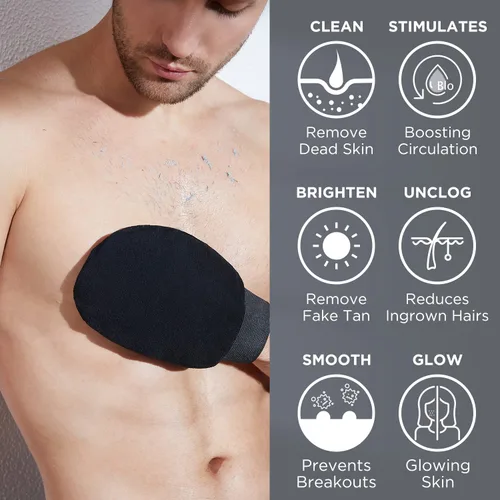 Miniatura 5 de LOTTA Manopla exfoliante coreana, 2 unidades, guantes de baño, autobronceadores, exfoliantes corporales, tamaño grande, adecuado para hombres
