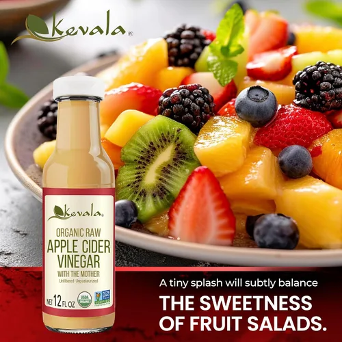 Miniatura 5 de Kevala Vinagre de sidra de manzana crudo orgánico – Vinagre de manzana sin filtrar y sin pasteurizar perfecto para un aderezo orgánico de ensalada