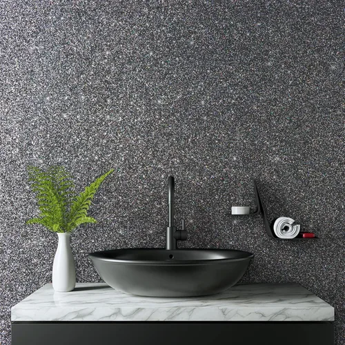 Miniatura 2 de VaryPaper Papel tapiz holográfico con purpurina de 15.7 x 78.7 pulgadas, para pegar y despegar, color gris, autoadhesivo, extraíble, papel