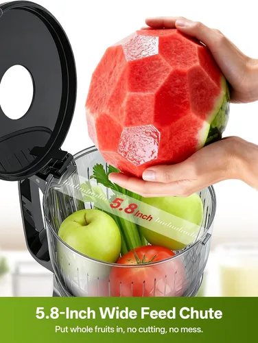 Miniatura 2 de Juicer Machines with 5.8" Large Feed Chute, 450W Cold Press Juicer for Whole Vegetables and Fruits, Slow Masticating Juicer Easy to Clean Juice