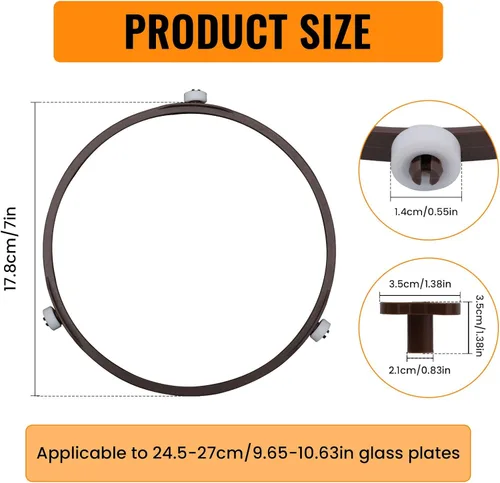 Miniatura 2 de Anillo de rodillo de bandeja para horno de microondas de 7 pulgadas, anillo giratorio de microondas con núcleo giratorio, bandeja de soporte