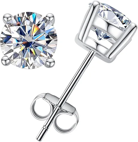 Moissanite Stud Earrings 0.20.61246cttw D Color VVS1 Clarity Round Brilliant Cut Moissanite Diamond 925 Sterling Silver Post Earrings for Women Men