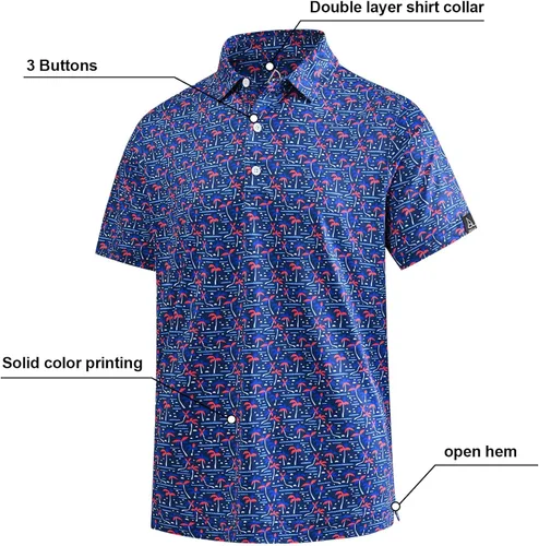 Miniatura 5 de DEOLAX Camisas de golf para hombre, estilo hawaiano, de moda, absorben la humedad, ajuste seco, camisas polo de manga corta
