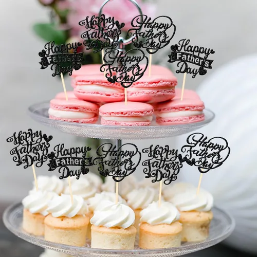Miniatura 5 de 24 adornos para cupcakes con purpurina para el Día del Padre, con purpurina, corazón, amor, padre, mejor papá, decoración de cupcakes para feliz día