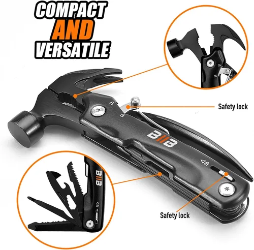 Miniatura 4 de BIIB - Regalos para hombres, martillo 13 en 1, accesorios de campamento multiherramienta, regalos para hombre, regalos para él, papá, novio, regalos