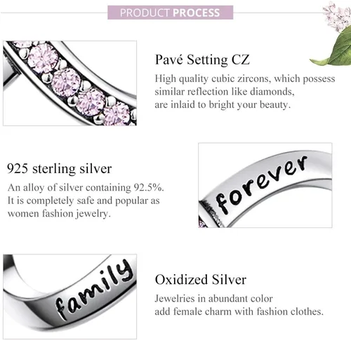 Miniatura 26 de Abalorios de plata de ley para pulseras, collares, familia para siempre, circonita cúbica, regalo de joyería para mujeres