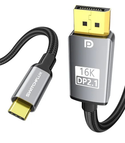 Cable USB C a DisplayPort 2.1 [16K @30Hz 8K @120Hz 4K @240Hz] 40Gbps tipo C a puerto de pantalla, cable Thunderbolt 4/3 compatible con iPhone 16/15