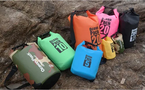 Miniatura 6 de 2L/3L/5L/10L/15L/20L/30L 500D Lona resistente PVC impermeable bolsa seca saco para kayak/canoa/pesca/rafting/natación/campamento/snowboard Rosado