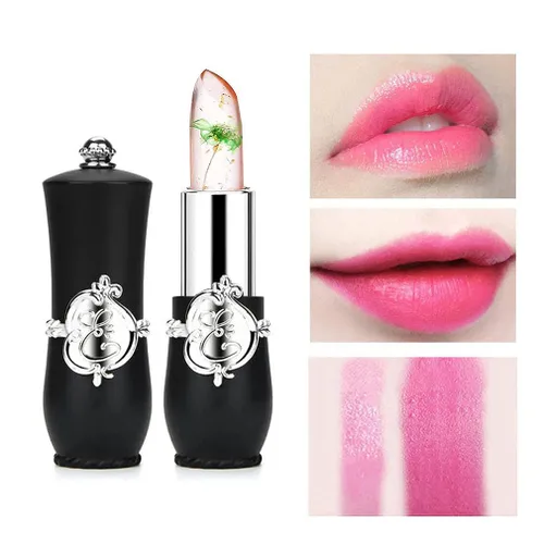 Miniatura 5 de RanRui Crystal Flower Jelly - Lápiz labial de gelatina, paquete de 6, rosa, cambio de color de temperatura mágico, bálsamo labial nutritivo de larga