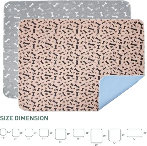 Miniatura 6 de Eterish Almohadillas reutilizables lavables para orina de perros, grandes/extra grandes 36' x 41', paquete de 2, almohadillas absorbentes para Gris