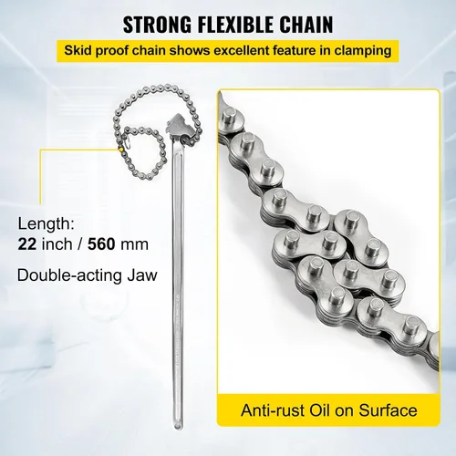 Miniatura 4 de VEVOR Llave de cadena de tubo de 24 pulgadas Llave de cadena resistente de 6.7 pulgadas