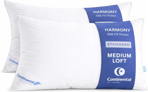 Miniatura 25 de Continental Bedding Harmony White Goose Down Pillow 550 Fill Power Medium Loft 100% algodón 300 hilos Shell tamaño estándar 1 paquete fabricado