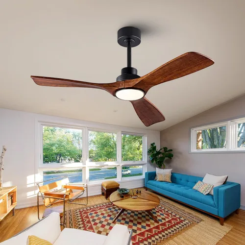 QUTWOB Ventilador de techo de madera de 42 pulgadas con control remoto de luces, motor CC silencioso de 3 aspas para patio, sala de estar, Cuerpo