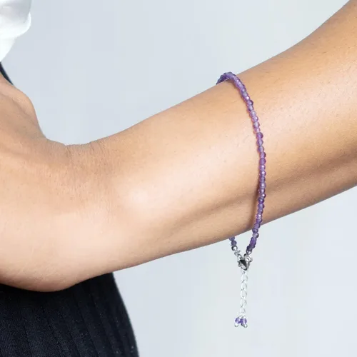 Miniatura 6 de Pulsera ajustable de plata esterlina 925 con cuentas completas para mujer, cuentas de piedras preciosas naturales, pulsera delicada, regalo