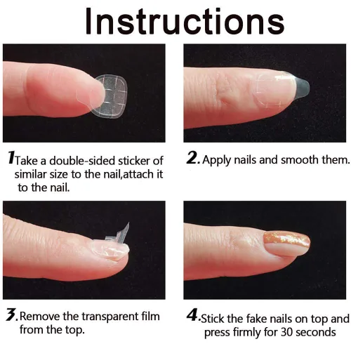Miniatura 3 de Mwellewm 240 piezas de 10 hojas de pegamento de uñas de doble cara para uñas a presión, puntas de uñas postizas impermeables y transpirables