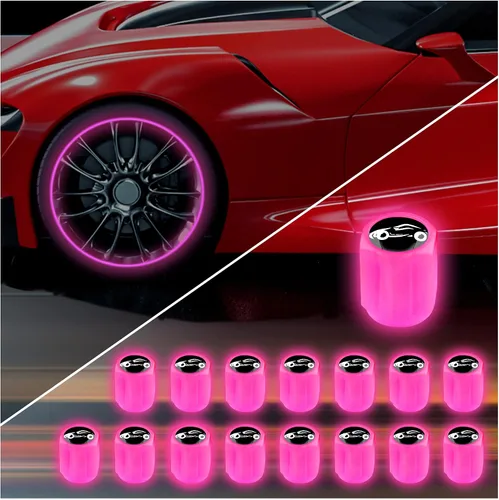 Miniatura 21 de 20 tapones fluorescentes para válvulas de neumáticos, tapones luminosos para válvula de aire de rueda de automóvil, accesorios de decoración