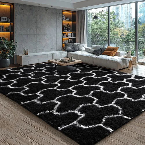 Miniatura 53 de EVOIONOS - Alfombra redonda gris para dormitorio, 5x5 pies; alfombras circulares suaves y esponjosas para sala de estar, alfombras de felpa peludas