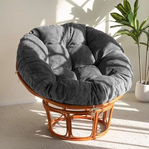 Miniatura 13 de HIGOGOGO Cojín para silla Papasan con funda de corduroy (sin silla), cojín de apoyo de 48 x 48 pulgadas, cojín para silla acolchado, beige