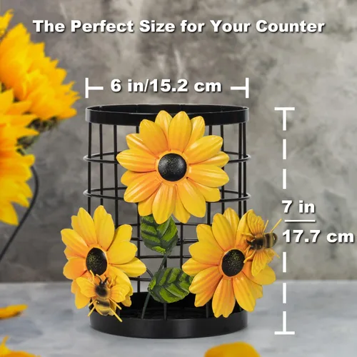 Miniatura 5 de BESZONE Soporte para Utensilios de Girasol Decoración de Cocina de Girasol y Accesorios Decoración de Cocina Amarilla Organizador de Utensilios