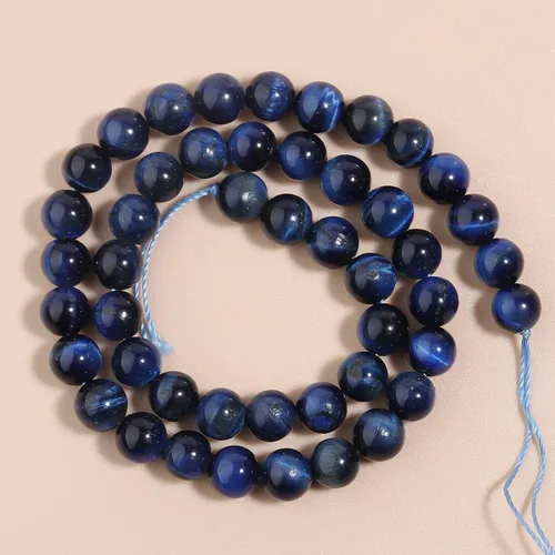 Cuentas redondas sueltas de tigre de lapislázuli natural de 0.315 pulgadas (0.315 in), piedra curativa para hacer joyas, manualidades, pulseras y