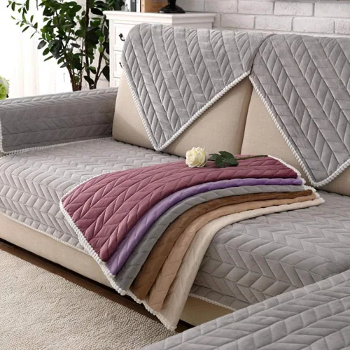 Miniatura 7 de Funda de sofá de tela, funda de sofá seccional para mascotas y perros, protector de muebles de sala de estar, acolchado transpirable, funda de sofá