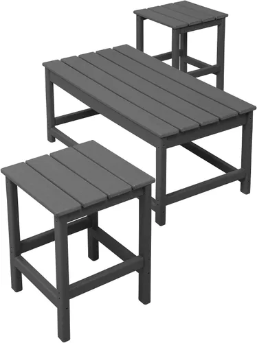 Miniatura 5 de WestinTrends Malibu - Juego de mesa auxiliar y café para silla Adirondack, 3 piezas, color gris