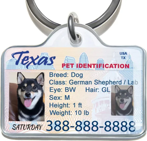Etiquetas de identificación personalizadas para licencia de conductor de mascotas - ¡Personalizadas para tu mascota! ¡Añade un toque de humor con