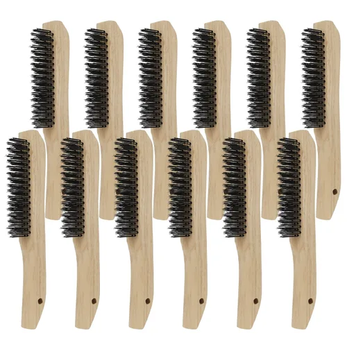 Miniatura 7 de VASTOOLS Paquete de 8 cepillos de alambre para limpiar escoria de soldadura, óxido y polvo. Cepillo de acero al carbono resistente de 10 pulgadas