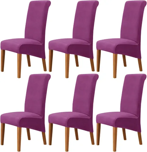 Miniatura 36 de Stretch Velvet Dining Chair Slipcovers Solid Color Armless Chair Cover with Elastic Bottom for Dining Room Kitchen Banquet (Blue, Set of 2)