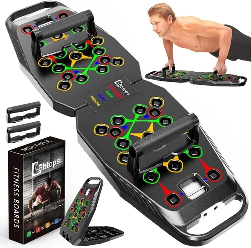 BBTOPS Tabla Push Up, accesorios de fitness con bandas de resistencia Solo-Negro