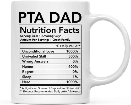 Miniatura 57 de Andaz Press Divertida taza de té de café de cerámica de 11 onzas, regalo de agradecimiento, datos nutricionales del ejército, paquete de 1, ideas