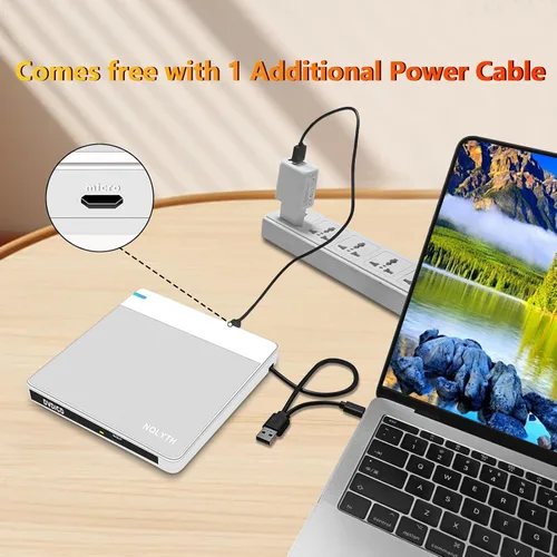 Miniatura 7 de Unidad externa de CD/DVD para portátil: Graba DVDs y CDs para respaldo de datos de archivos, compatible con M-Discs - Plug & Play para Mac Windows