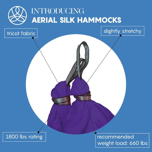 Aerial Silk Yoga Hammock & Swing for Home, Inversion Exercises, Starter Kit for All Levels - Durable with Extension Straps, Carabiners, and Pose