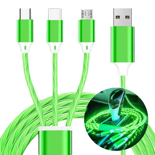 Miniatura 12 de Cable de carga 3 en 1, cable de carga LED múltiple, cable de carga iluminado, cable USB 3A, compatible con la mayoría de teléfonos inteligentes