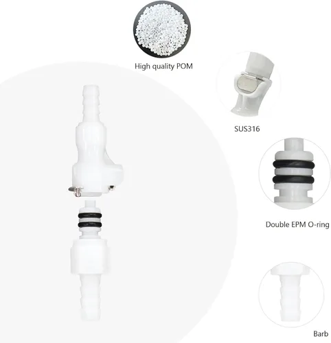 Miniatura 2 de 2Pcs 1/8" 3/16" 1/4" 1/8" Codo de 90 Grados de Tubo de Plástico Conector Rápido de Manguera en Línea Desconexión de Manguera Púas de Inserción