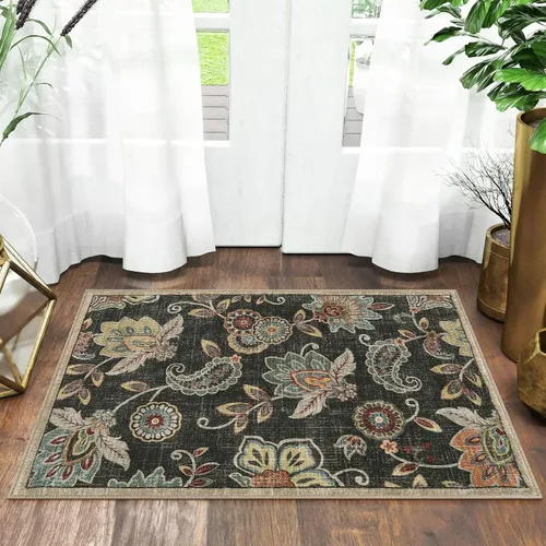 Miniatura 10 de Morebes Alfombras Florales para Pasillos de 6 Pies Antideslizantes, Alfombra de Pasillo Paisley para Entrada Interior, Alfombra de Baño Lavable
