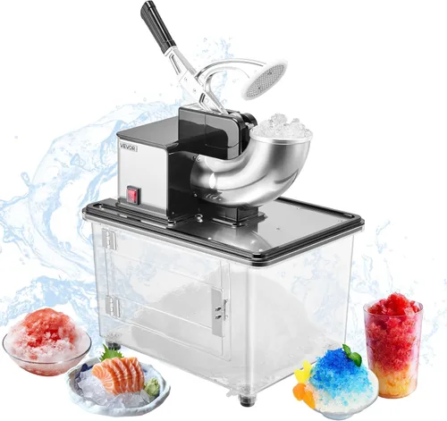 Miniatura 11 de VEVOR Trituradora de hielo comercial 661LBS/H, máquina eléctrica de cono de nieve de 350 W con 4 cuchillas, máquina de hielo afeitado de acero Rojo