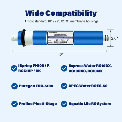 Miniatura 4 de Reemplazo de filtro de membrana RO 150 GPD, membranas de ósmosis inversa, filtros de repuesto RO Buddie, cartuchos de repuesto de membrana RODI