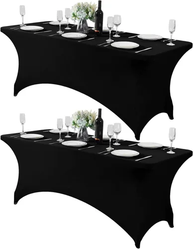 Miniatura 155 de Mantel de elastano para mesas de 4, 6 u 8 pies, mantel elástico universal ajustable para fiestas, banquetes, bodas y eventos - Verde manzana