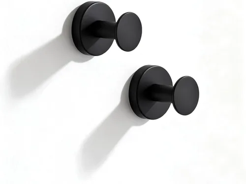 Miniatura 12 de NEWRAIN Ganchos para toallas de baño, paquete de 2 toalleros para pared de baño, puerta de armario, cocina, dormitorio, hotel, diseño moderno y sin