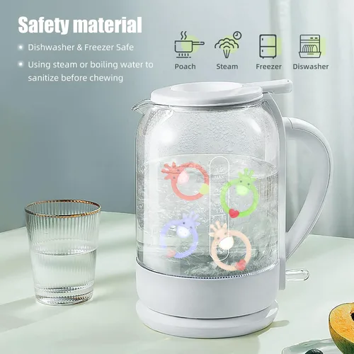 Miniatura 5 de SHARE&CARE Heart - Juego de 3 anillos de silicona sin BPA, mordedores de bebé, juguetes de dentición para bebés de 3 meses por encima de los bebés
