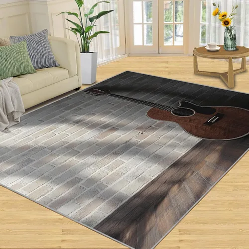 Miniatura 20 de Alfombra de guitarra, alfombra de 2 x 3 pies para entrada, alfombra de área musical, alfombra lavable de guitarra fresca para dormitorio, alfombra