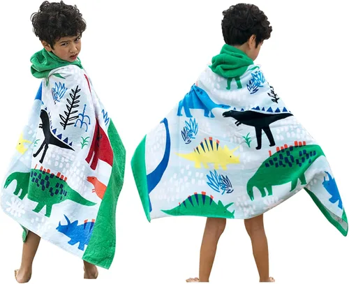 Miniatura 19 de BANGSAUR Toallas de playa para niños con capucha, algodón suave de 50 x 30 pulgadas, niñas y bebés de 3 a 12 años, toalla de baño, piscina